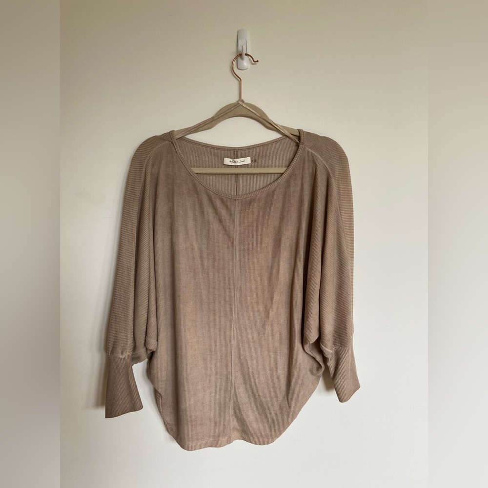 Mustard Seed Tan/Beige Batwing Boho Top, Size Medium (M)